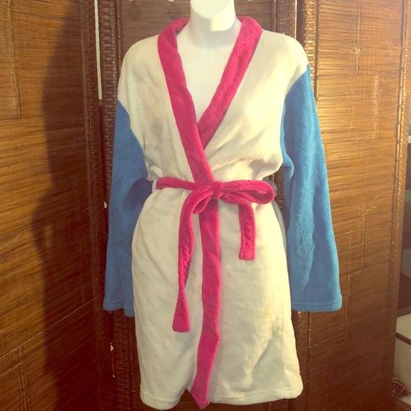 Women’s color block plush robe - Picture 1 of 3